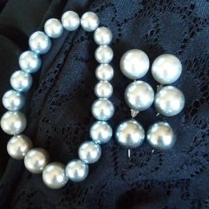 Women's Pearl-style Earring and Bracelet Set